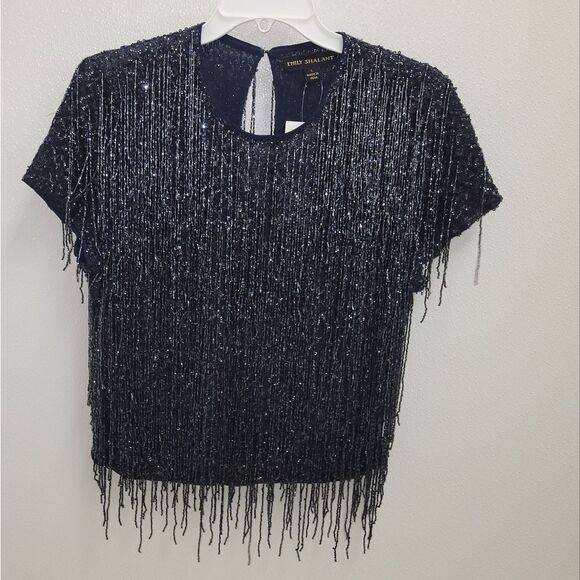 Emily Shalant Sequin Fringe Top Large - Picture 3 of 10